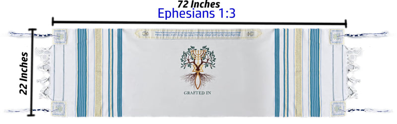 Holy Land Market Grafted IN - Messianic Christian Prayer Shawl/Tallit Prayer Shawl - Creation and Restoration Talit