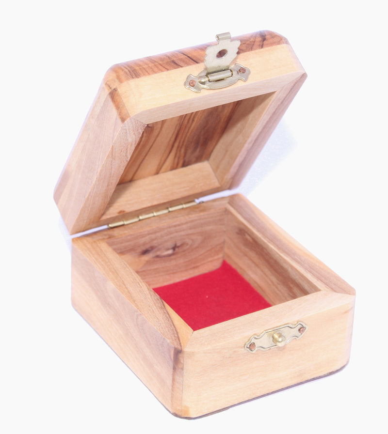 Olive wood Rosary Box with Jerusalem Cross and word Jerusalem engraved - OliveWood