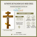 Cruz Ortodoxa Rusa de Madera de Olivo Gruesa o Cruz/Crucifijo de tres barras - También conocida como la Cruz Patriarcal - 25 cm o 10 pulgadas