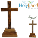 Holy Land Market Olive Wood Standing Altar Cross – Hand-Carved in Bethlehem by Christian Artisans – Tabletop Crucifix with Certificate of Authenticity & Prayer Card – Genuine Holy Land Olive Wood