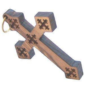 Olive wood Coptic Cross Laser Pendant(8cm or 3.15" long )