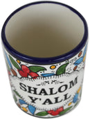 Holy Land Market Armenian Ceramic Coffee Cup - Shalom Y'all Large 4-inch Hand Made Ceramic Cup, 12 oz, Hand Painted Pottery Made in Jerusalem, Armenian Ceramic Gift
