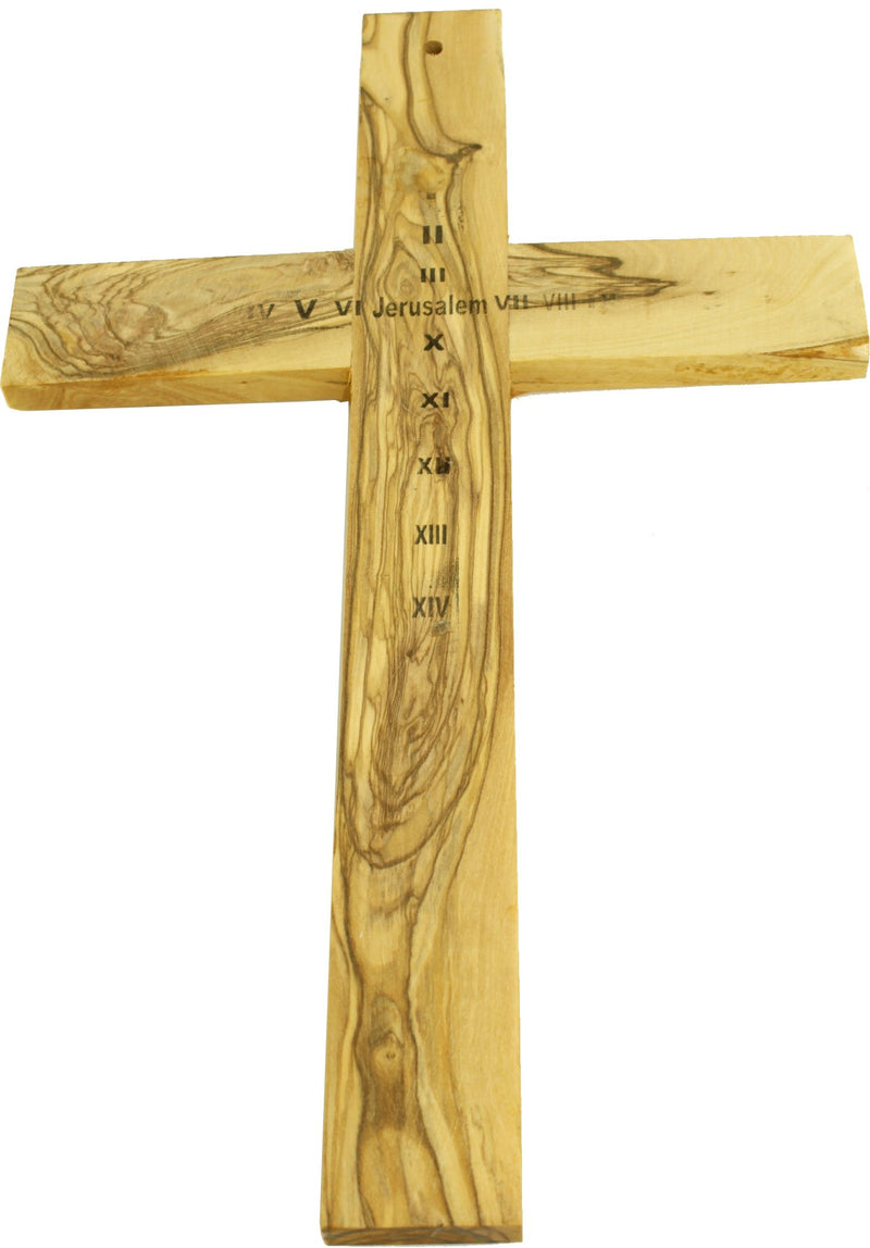 Holy Land Market Olive Wood Cross from Bethlehem with a Certificate and Lord Prayer Card