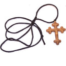 Collar de cruz de madera de olivo extra suavizada bizantina (2 pulgadas o 5 cm) - Longitud del collar es ajustable. Viene con certificado