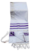 TALITNIA Tallit Acrílico (lana imitación) Chal de oración - Rayas MORADAS Y DORADAS - 24L x 72W
