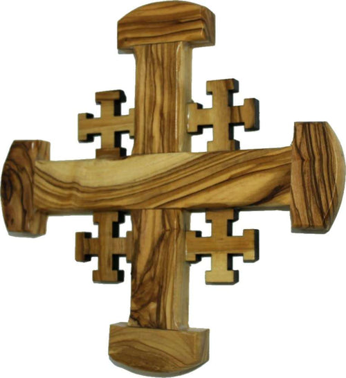 Cruz Católica de Madera de Olivo de los Cruzados de Belén de Tierra Santa (6.5 Pulgadas Grande)