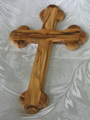 Nine Inch (9) Bethlehem Olive Wood Budded Cross of the 14 Stations by Holy Land Market