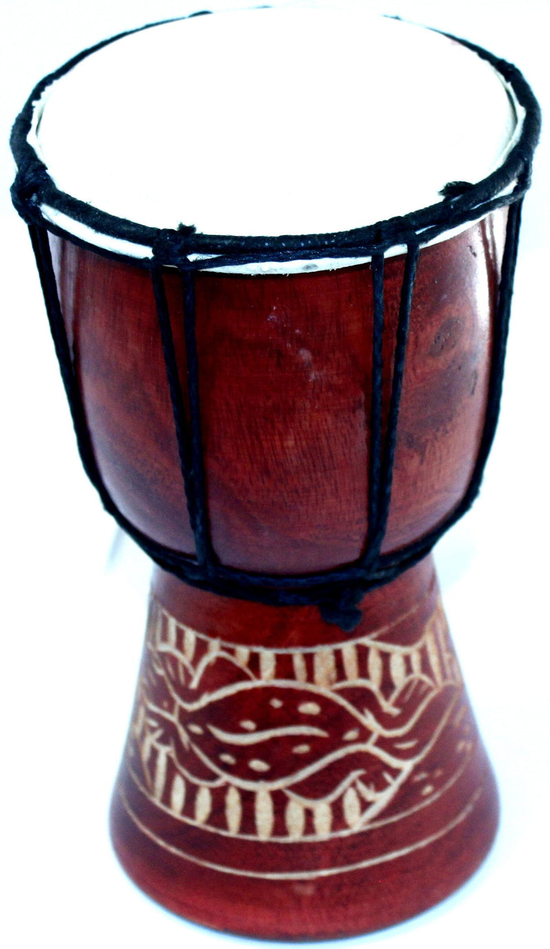 Djembe or Jembe Drum With nature and Animals carving from Jerusalem - Small (19cm or 7.5 Inches high) by Holy Land Market