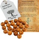 Holy Land Market Bethlehem 10mm Smooth Olive Wood Beads (60-Piece Bag) – Hand-Carved by Christian Artisans – Natural Dried Olivewood for Rosaries, Jewelry Making & Crafts