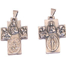 Many saint medals Cross with Miraculous medal and Jesus the word ( 3.2 cm or 1.3 inches ) - Pewter