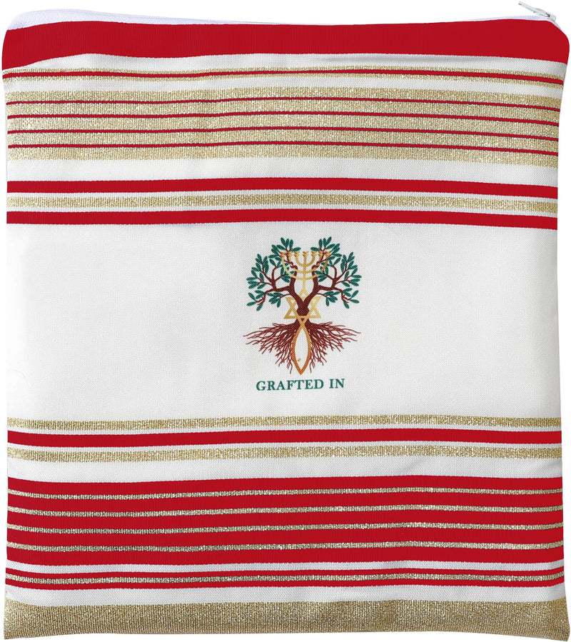 Holy Land Market Grafted IN - Messianic Christian Prayer Shawl/Tallit Prayer Shawl - Creation and Restoration Talit (Black)