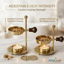 Brass Incense Burner kit - Candle and Incense and Two Mesh Screens, Adjustable Charcoal and Tea Light Bakhoor Burner for Resin, Myrrh, Copal and Bakhoor at Home, Church, Temple or Meditation Space