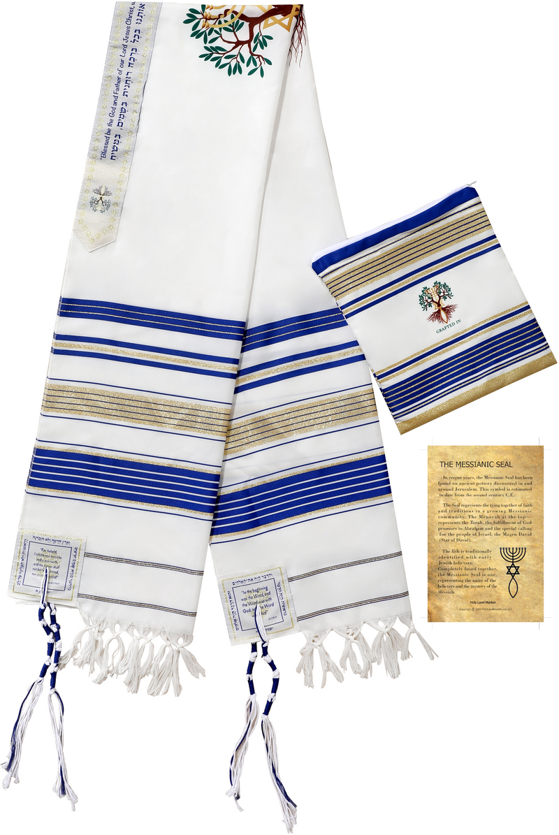 Holy Land Market Grafted IN - Messianic Christian Prayer Shawl/Tallit Prayer Shawl - Creation and Restoration Talit