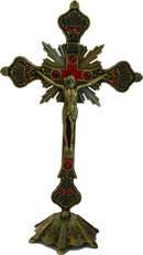 Holy Land Market Altar Table Crucifix - Church or Home Decor - Enamel Ornamented