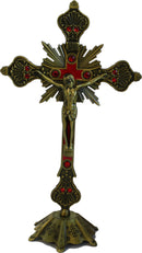Holy Land Market Altar Table Crucifix - Church or Home Decor - Enamel Ornamented