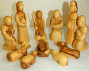 Holy Land Market Blind or Modern Faceless Intricate Design Olive Wood Nativity Set from Bethlehem