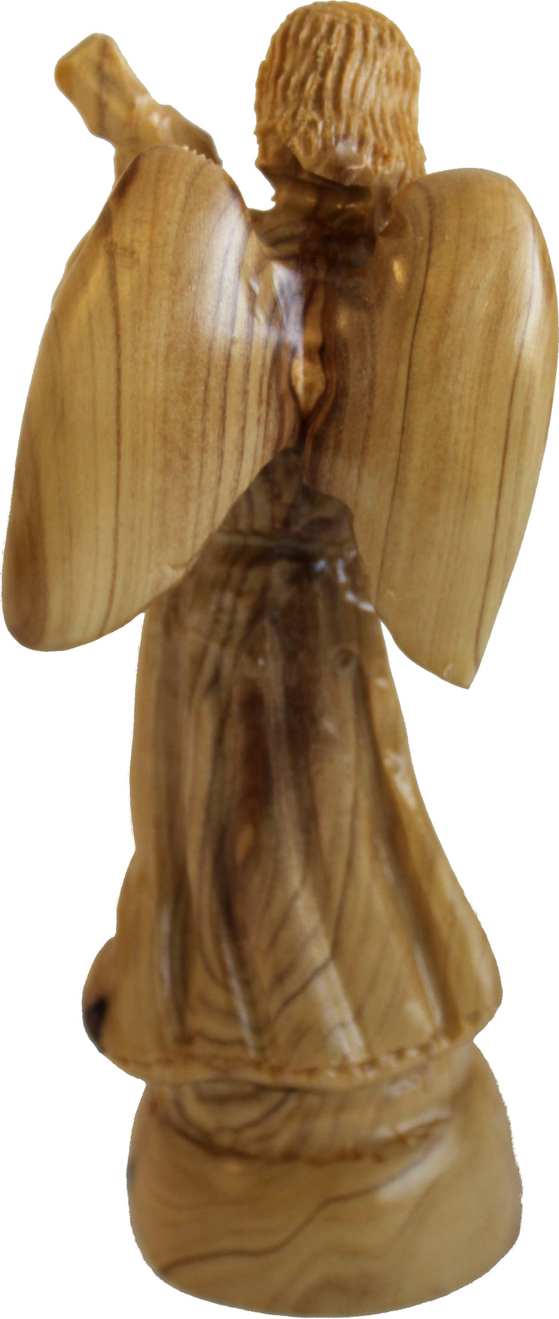 Angel playing music - carved in olive wood , carved faces and details style ( 17.5 cm or 7 Inches )