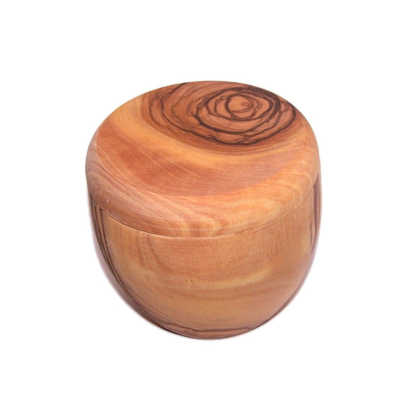 Handcrafted olive wood Salt/Sugar keeper (3" in diameter) - Asfour Outlet Trademark