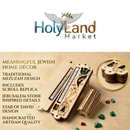 Holy Land Market Star of David Mezuzah with Israel Gemstones - 3 layers Wooden Mezuzah (14.5cm or 5.8 inches) - fits up to 4 Inch Klaf