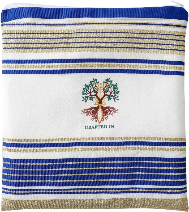 Holy Land Market Grafted IN - Messianic Christian Prayer Shawl/Tallit Prayer Shawl - Creation and Restoration Talit (Black)