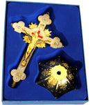 Holy Land Market Altar Table Crucifix - Church or Home Decor - Enamel Ornamented