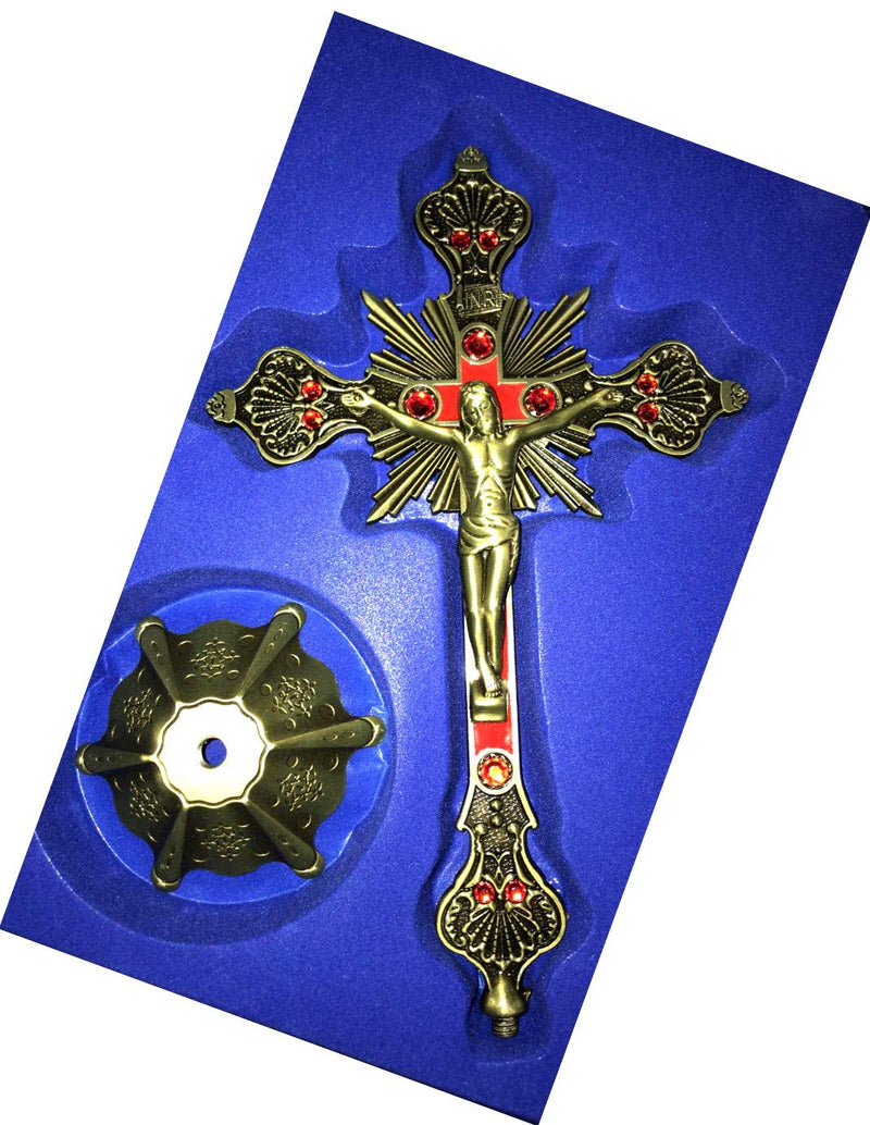 Holy Land Market Altar Table Crucifix - Church or Home Decor - Enamel Ornamented