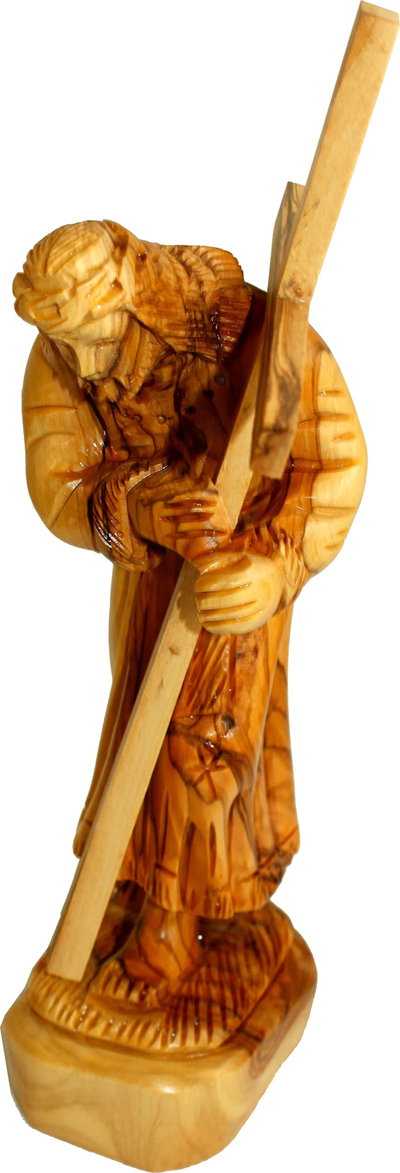 Holy Land Market Jesus Carrying The Cross - Olive Wood (24 cm or 9.5 Inches with Cross)