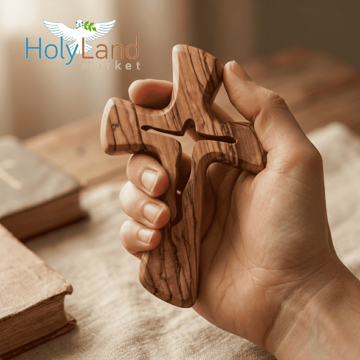 その他 wood cross Large Olive Wood Hand or Palm Cross Carved by Christians from Bethlehe