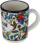 Taza de café de cerámica armenia del Mercado de Tierra Santa - Shalom Y'all Taza de cerámica hecha a mano grande de 4 pulgadas, 12 oz, cerámica pintada a mano hecha en Jerusalén, regalo de cerámica armenia