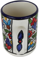 Taza de café de cerámica armenia del Mercado de Tierra Santa - Shalom Y'all Taza de cerámica hecha a mano grande de 4 pulgadas, 12 oz, cerámica pintada a mano hecha en Jerusalén, regalo de cerámica armenia