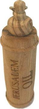 Holy Land Market Anointing oil bottle ampoule inside Olive wood Keys ring (8cm - 3.3 inches)