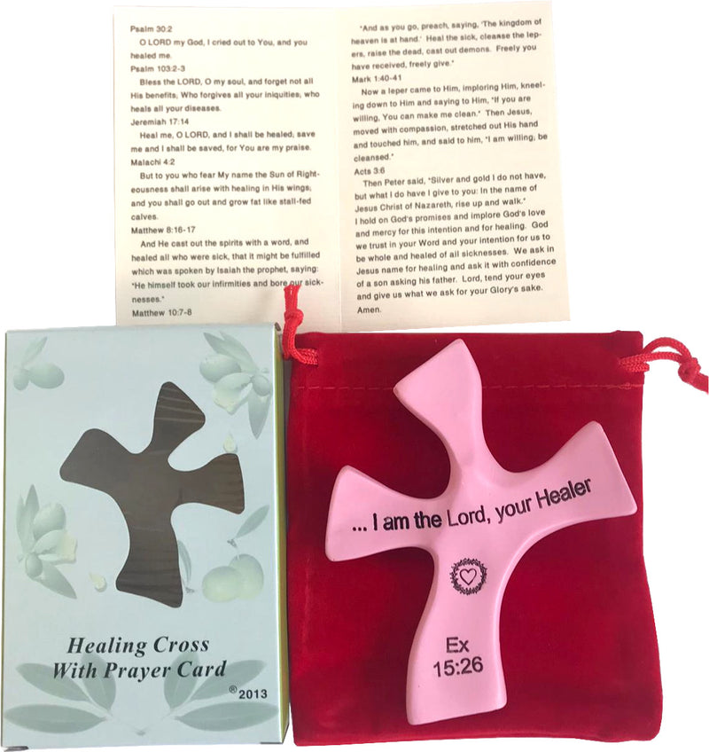 Resin Healing Cross - complete with Prayers and Certificate (4.5 x 3.6 In) – sits in hand perfectly. Healing Cross Trademark