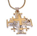 RHODIUM NECKLACE JEWELRY SILVER JERUSALEM CROSS - 3 Layers