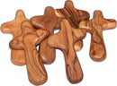 Six Olive Wood Crosses with Velvet Pouches