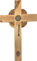 Holy Land Market Celtic and Saint Benedict and Miraculous Medal Olive Wood Crucifix