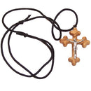 Byzantine olive wood extra-Smoothed Crucifix necklace ( 2 inches or 5 cm) - Necklace length is adjustable