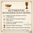 Holy Land Market 4.75in Olive Wood Communion Cup & 4" Bread Plate Set – Hand-Carved in Bethlehem – Includes Large Kiddush Goblet with Matching Tray for Church Worship, Pastors & Ministries