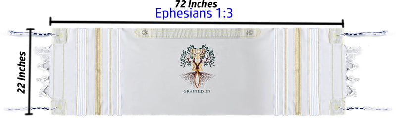 Holy Land Market Grafted IN - Messianic Christian Prayer Shawl/Tallit Prayer Shawl - Creation and Restoration Talit