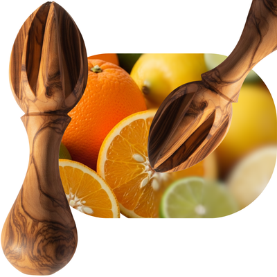 Lemon Juicer/Citrus Reamer carved in hard olive wood from Bethlehem (5.5 Inches) - Asfour Outlet Trademark