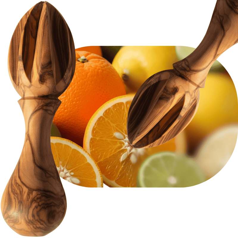 Lemon Juicer/Citrus Reamer carved in hard olive wood from Bethlehem (5.5 Inches) - Asfour Outlet Trademark