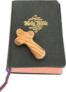 Cruz de confort/sosten de Tierra Santa también conocida como cruz de palma o de mano con bolsa de terciopelo y dos certificados (4 pulgadas) (2 cruces)