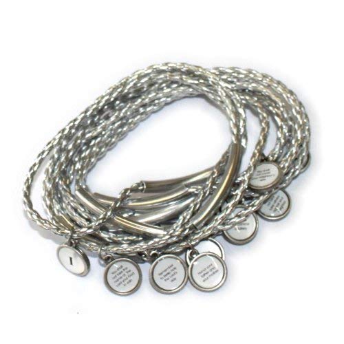 10 medals Bracelet showing Commandments - Silver ( 7cm or 2.8 inch in diameter ) - English