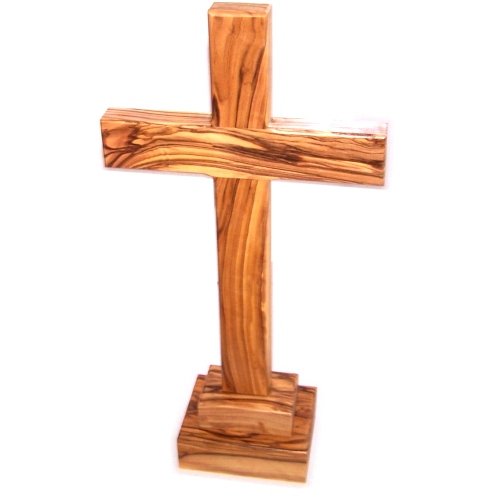 Holy Land Market Standing or Table Altar Olive Wood Cross