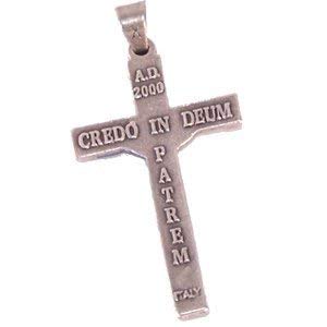 Pewter rosary crucifix - NEW MILLENNIUM METAL CROSS with Hearts - Alpha and Omega model (4 cm or 1.6 inches)