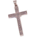 Crucifijo de Rosario de Estaño - NUEVO CRUCIFIJO METÁLICO DEL MILENIO con Corazones - modelo Alfa y Omega (4 cm o 1.6 pulgadas)
