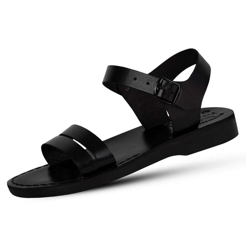 Holy Land Market Men/Women Biblical Jesus Leather Sandals/Slides From Jerusalem (Samaria Black)