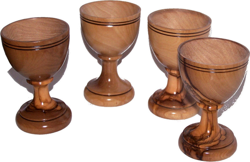 Four olive wood Communion/Egg Cups - great style - Asfour outlet brand - Set of 4