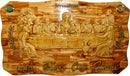 OLive wood Last Supper Plaque Hand Made in Bethlehem Holy Land with Alabaster / Ceramic clay
