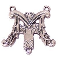 Virgin Mary with Cross Center - Shape of M for Mary - Pewter Rosary triangle (2.5x2cm - 1x0.8 inches)