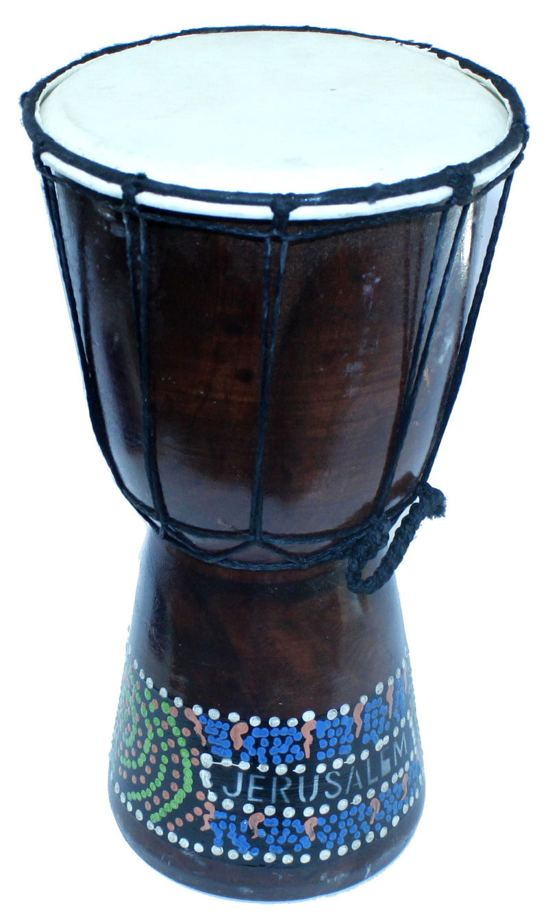 Djembe or Jembe Drum With nature and Animals carving from Jerusalem - Medium size (25 cm or 10 Inches high) by Holy Land Market